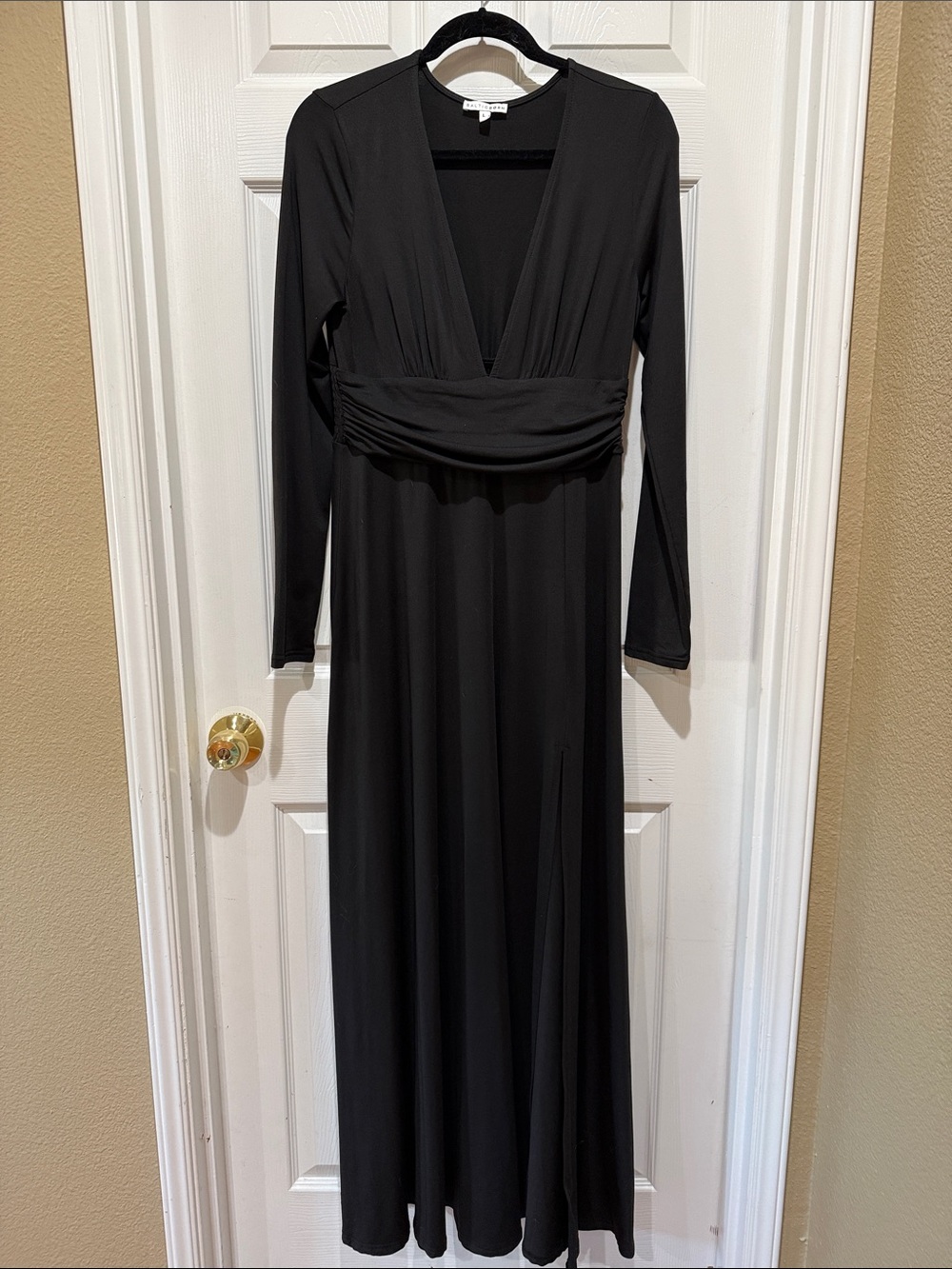 Baltic Born Long Sleeve Black Deep V-Neck Maxi Dress